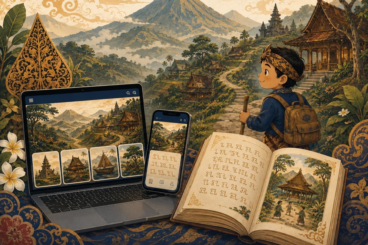 Ilustrasi Petualangan di Lereng Gunung, bagian pertama